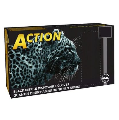 Picture of ACTION S BLACK NITRILE POWDER FREE DISPOSABLE GLOVES CASE OF 10 BOXES - 100 PCS EACH BOX