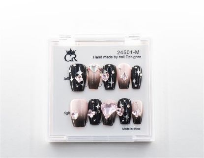 Picture of CROWN HAND PAINTED PRESS-ON NAILS - 24501-M