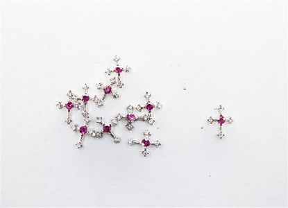 Picture of CROSS WITH PINK DIAMOND CHARMS