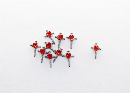 Picture of GOTH CROSS WITH RED DIAMOND CHARMS