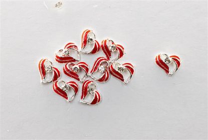 Picture of RED STRIPE HEART CHARMS