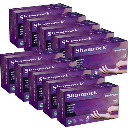 Picture of SHAMROCK GLOVES S LATEX POWDER FREE DISPOSABLE GLOVES CASE OF 10 BOXES - 100 PCS EACH BOX