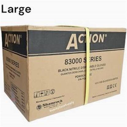 Picture of ACTION L BLACK NITRILE POWDER FREE DISPOSABLE GLOVES CASE OF 10 BOXES - 100 PCS EACH BOX