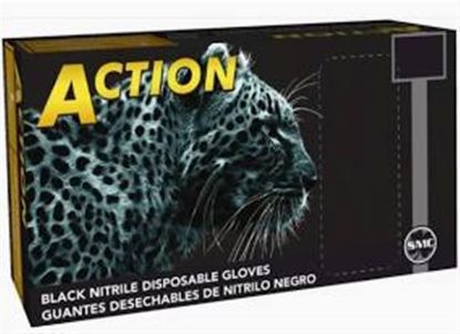 Picture of ACTION S BLACK NITRILE POWDER FREE DISPOSABLE GLOVES 1 SINGLE BOX 100 PCS