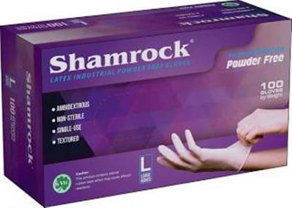 Picture of SHAMROCK GLOVES L LATEX POWDER FREE DISPOSABLE GLOVES 1  SINGLE BOX 100 PCS 1 BOX