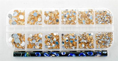 Picture of GOLD RHINESTONES WITH PICKER 12PC