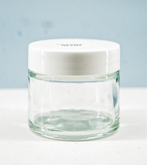 Picture of GLASS JAR WITH BLACK/SILVER LID