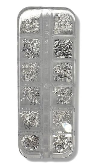 Picture of FASHION NAIL ART SILVER CHARMS 12PC STYLE 1