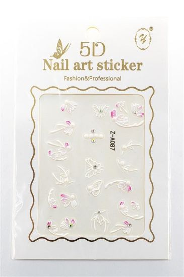 Picture of 5D NAIL ART STICKER PINK AND WHITE BUTTERFLIES - Z-A087