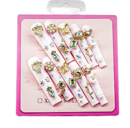 Picture of CROWN HAND PAINTED PRESS-ON NAILS EXTRA LONG - STYLE 5