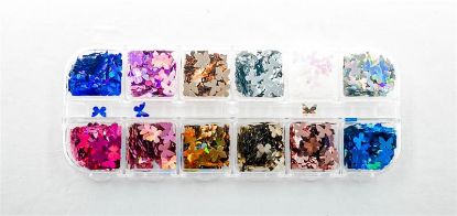 Picture of FASHION NAIL ART MULTI-COLOR BUTTERFLY GLITTER 12PC STYLE 1