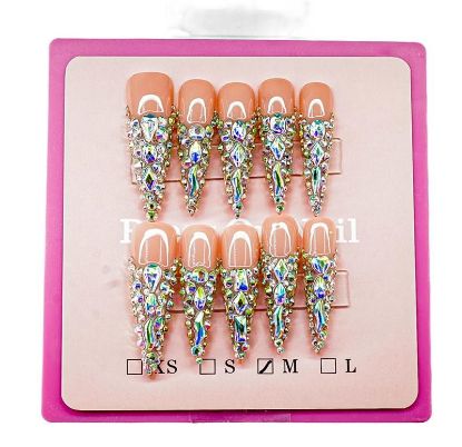 Picture of CROWN HAND PAINTED PRESS-ON NAILS EXTRA LONG - STYLE 3