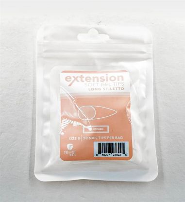 Picture of REVEL SOFT GEL TIP REFILL LONG STILETTO #8 50PCS