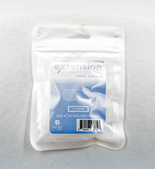 Picture of REVEL SOFT GEL TIP REFILL LONG COFFIN #4 50PCS