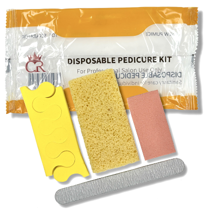 Picture of CROWN PEDICURE KIT NEW YELLOW STONE WITH TOE SEPARATOR 4PCS CASE OF 200 KITS