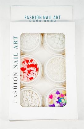 Picture of FASHION NAIL ART HEARTS & PEARLS CHARMS 6PC STYLE 1