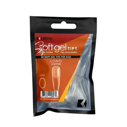 Picture of KUPA GELFINITY ENRICHRX SOFT GEL TIPS - REFILL - COFFIN LONG - SIZE 0 - 50 PACK