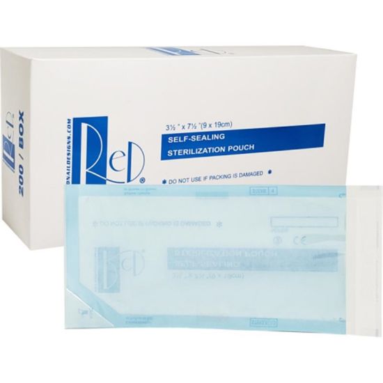 Picture of RED STERILIZATION POUCH SHORT 3.5" X 7.5"  200 PCS  1 CT