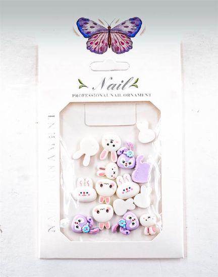 Picture of PURPLE & WHITE RABBIT CHARMS