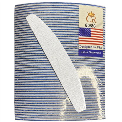 Picture of CROWN NAIL FILES PREMIUM HALF MOON - ZEBRA 80/80 50 PCS