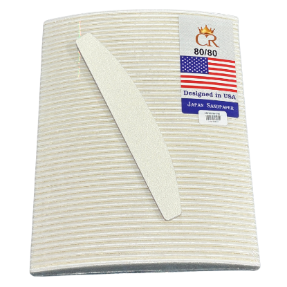 Picture of CROWN NAIL FILES PREMIUM HALF MOON - WHITE 80/80 50 PCS