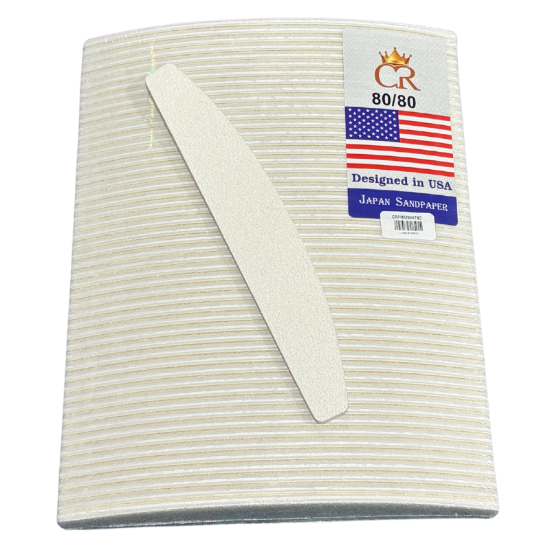 Picture of CROWN NAIL FILES PREMIUM HALF MOON - WHITE 80/80 50 PCS
