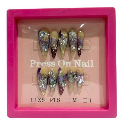 Picture of CROWN HAND PAINTED PRESS-ON NAILS EXTRA LONG - STYLE 28