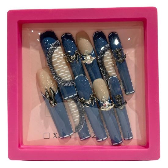 Picture of CROWN HAND PAINTED PRESS-ON NAILS EXTRA LONG - STYLE 27