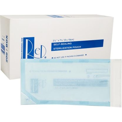 Picture of RED STERILIZATION POUCH SHORT 3.5" X 7.5"  200 PCS  1 CT
