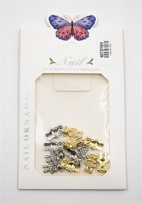 Picture of NAIL ORNAMENT GOLD AND SILVER TEDDY BEARS