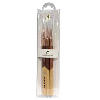 Picture of CROWN 3PC LINER BRUSH SET WITH WOODEN HANDLE