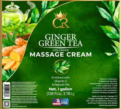 Picture of CROWN COLLAGEN MASSAGE CREAM LOTION CASE OF 4 - 1 GALLON GINGER GREEN TEA