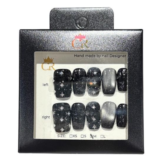 Picture of CROWN HAND PAINTED PRESS-ON NAILS STYLE D109