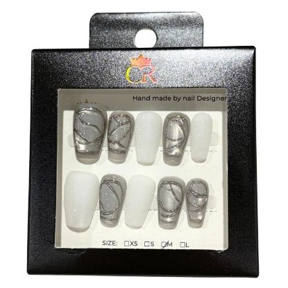 Picture of CROWN HAND PAINTED PRESS-ON NAILS STYLE D216