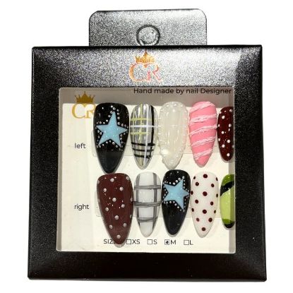 Picture of CROWN HAND PAINTED PRESS-ON NAILS STYLE B362