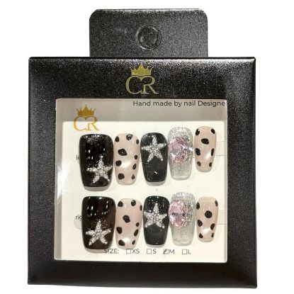 Picture of CROWN HAND PAINTED PRESS-ON NAILS STYLE D380