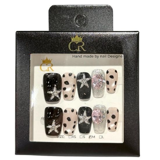 Picture of CROWN HAND PAINTED PRESS-ON NAILS STYLE D380