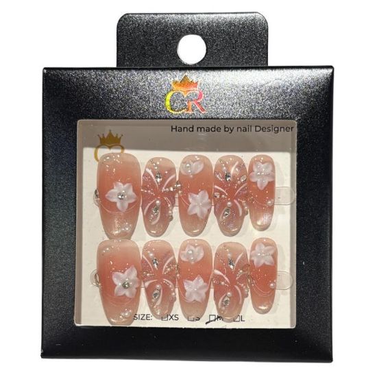 Picture of CROWN HAND PAINTED PRESS-ON NAILS STYLE C96