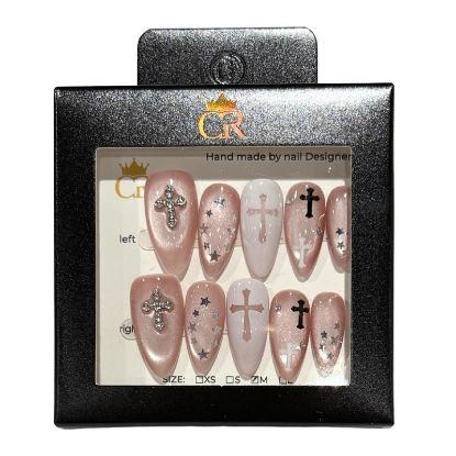 Picture of CROWN HAND PAINTED PRESS-ON NAILS STYLE C140