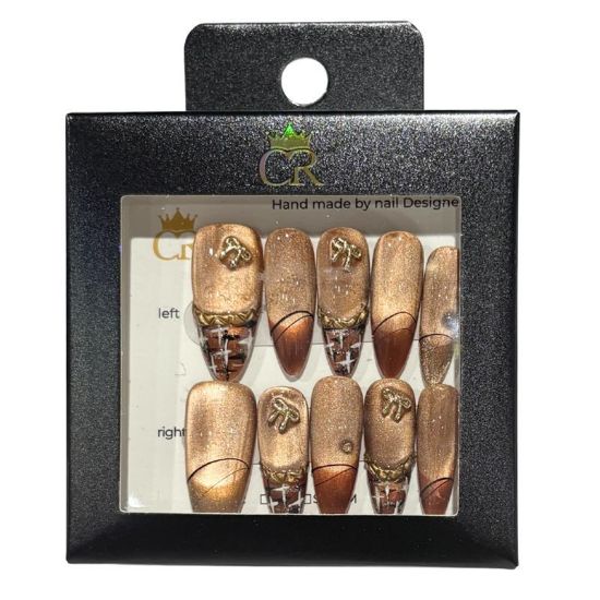 Picture of CROWN HAND PAINTED PRESS-ON NAILS STYLE C142