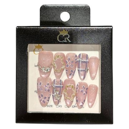 Picture of CROWN HAND PAINTED PRESS-ON NAILS STYLE D220
