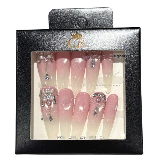 Picture of CROWN HAND PAINTED PRESS-ON NAILS STYLE C238