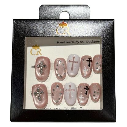 Picture of CROWN HAND PAINTED PRESS-ON NAILS STYLE C285