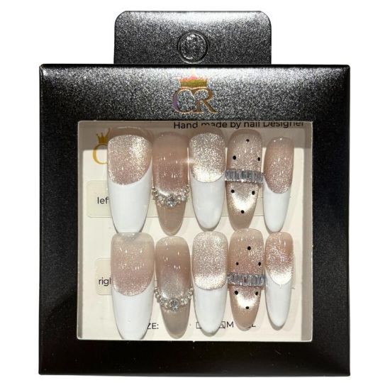 Picture of CROWN HAND PAINTED PRESS-ON NAILS STYLE D323