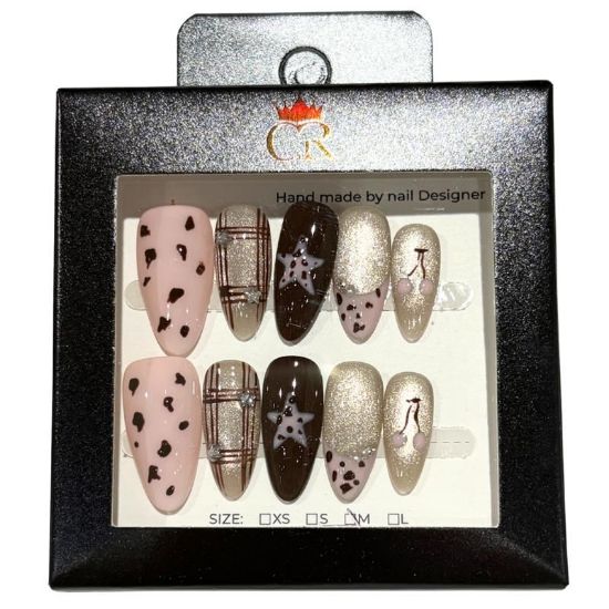 Picture of CROWN HAND PAINTED PRESS-ON NAILS STYLE D331