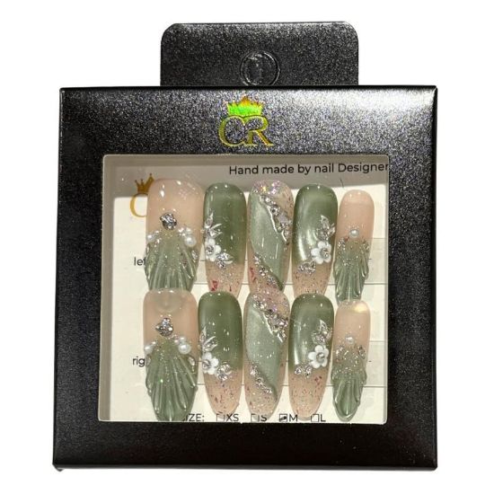 Picture of CROWN HAND PAINTED PRESS-ON NAILS STYLE B242