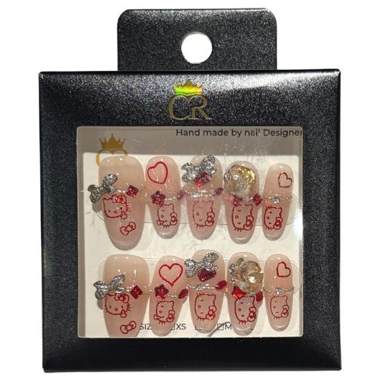 Picture of CROWN HAND PAINTED PRESS-ON NAILS STYLE E04