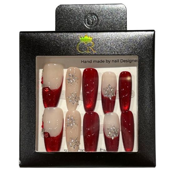 Picture of CROWN HAND PAINTED PRESS-ON NAILS STYLE D27