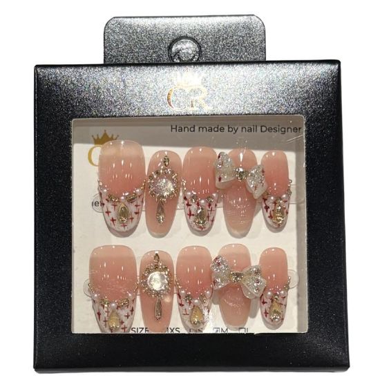 Picture of CROWN HAND PAINTED PRESS-ON NAILS STYLE GD2940