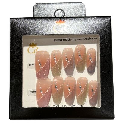 Picture of CROWN HAND PAINTED PRESS-ON NAILS STYLE GD1969
